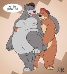 2021 2boys anal anal_sex anthro balls baloo baseball_cap brown_body brown_fur clothing disney ducktales ducktales_(2017) duo english_text erect_nipples flaccid_while_penetrated foreskin fur gay genitals grey_body grey_fur hat headgear headwear hi_res humanoid_hands kit_cloudkicker leg_lift male male/male male_only male_penetrated male_penetrating male_penetrating_male mammal moobs nipples overweight overweight_male penetration penis precum_drip ragnadope sex standing standing_sex talespin text tongue tongue_out uncircumcised uncut unretracted_foreskin ursid yaoi