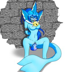 1:1 alpha_channel anthro bell bondage bondage bound eeveelution female gag hi_res nintendo ofdark pokémon_(species) pokemon solo vaporeon video_games