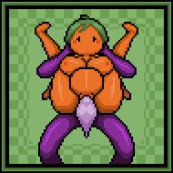 animated anthro belly_bulge bulge cum cum_in_pussy cum_inflation cum_inside cumflation full_body full_nelson gif green_hair mob_face nipples nude nude_female orange_body orange_skin orangejuicemann original_character pixel_art poppy_(orangejuicemann) purple_skin tagme