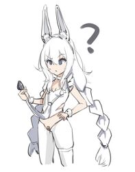 :/ ? animal_ear_fluff animal_ears azur_lane bandaid bandaid_on_pussy blue_eyes braid buttplug closed_mouth fake_animal_ears female hairband le_malin_(azur_lane) le_malin_(listless_lapin)_(azur_lane) long_hair looking_at_object low_twin_braids official_alternate_costume pantyhose rabbit_ears sex_toy silver_hair simple_background sketch solo standing thigh_strap twin_braids very_long_hair white_background white_legwear windup wrist_cuffs