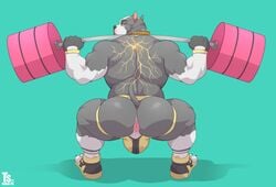 2021 absurd_res animal_humanoid anthro anus ass ass_focus ass_view back_muscles bara bara_ass barazoku barbell big_ass big_ass_(male) big_butt big_muscles blue_background bubble_ass bubble_butt bulge canid canine canis clothing collar dat_ass dat_butt domestic_dog dumptruck_ass dumptruck_butt ear_piercing ear_ring exercise fat_ass fat_butt fingerless_gloves footwear gloves handwear hi_res huge_ass huge_butt humanoid jockstrap large_ass large_butt looking_at_viewer looking_back looking_back_at_viewer male male_only mammal massive_ass massive_butt muscle_ass muscle_butt muscular muscular_anthro muscular_ass muscular_butt muscular_male perineum piercing pit_bull plump_ass plump_butt rear_view round_ass round_butt shoes simple_background socks solo squats tattoo tylerstark underwear weightlifting workout