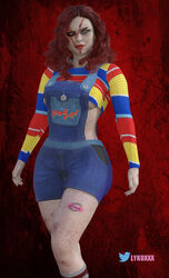 1girls 3d 3d_(artwork) 3dbabes 3dx child's_play chucky cosplay female female_only lykoxxx solo