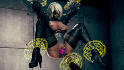 3d android dress female high_heel_boots high_heels nier nier:_automata nier_(series) partially_clothed sex_machine sex_toy sex_toy_penetration tagme vibrator white_hair yorha_2b