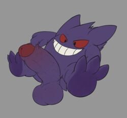 2021 absurd_res anus balls big_balls big_feet big_penis boner colored erection feet foreskin foreskin_pull fur gengar genitals ghost grin head_tuft hi_res huge_balls huge_cock male male_only masturbation nintendo nude penis pokémon_(species) pokemon purple_body purple_fur red_eyes rokie38 shaded short_tail simple_background smile solo spirit teeth thick_penis tuft vein veiny_penis video_games