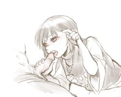 1boy 1girls adoptive_incest adoptive_siblings aged_up anthro anthro_on_human asriel_dreemurr chara deltarune_emblem fit_male fixing_hair furry furry_male goat goat_boi goat_boy human human_female imminent_blowjob imminent_oral medium_penis monochrome more_chasriel necklace penis_in_hand petite_female red_eyes robes romantic_couple royalty shirtless short_hair small_breasts undertale undertale_(series) unseen_male_face white_fur