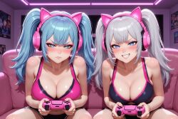 ai_assisted ai_generated friends gaby_(lucy_y_gaby) gaby_kittens gamer gamer_girl huge_breasts t_survivor true_survivor_95745 videogame