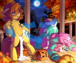 ahe_gao alternate_version ass_up autumn basket bat_pony bedroom_eyes bipedal blush brown_mane candle candy canine_penis cum cum_dump cum_in_pussy cum_on_body disembodied_hand disembodied_penis doggy_style dripping dripping_cum duo duo_female excessive_cum face_down_ass_up fangs female food friendship_is_magic from_behind genitals ghost gift_art halloween hand holiday horsecock impregnation jack-o-lantern mlp_g4 moon my_little_pony night nightmare_night nudity oc oc_arizona oc_only oc_yuris open_mouth outdoor_sex outdoors pegasus penetration penis pony porch pumpkin pumpkin_bucket sex threshold tongue_out transparent_hands transparent_penis tree trick_or_treat undead underhoof vaginal_creampie vaginal_penetration yuris_(artist)