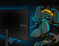 breasts computer female female_only j_(murder_drones) murder_drones self_breast_sucking sucking_breasts_meme sucking_nipples tagme