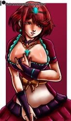 1girls corvo_caotico festival green_eyes looking_at_viewer maid maid_outfit maid_uniform nintendo pyra pyra_(xenoblade) red_hair