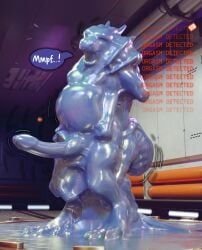 3d_(artwork) absurd_res alien antennae_(anatomy) anthro arthropod blender_(artwork) blender_cycles_(artwork) blue_eyes bondage booby_trap bound compound_eyes cumflated_belly digital_media_(artwork) digitigrade dragon encasement ex-oh_(xenomaker) forced forced_orgasm genitals hi_res insects latex liquid_latex male mythological_creature mythological_scalie mythology orgasm orgasm_denial panicking penis purple_body samagthra scalie sound_effects speech_bubble throbbing throbbing_penis unstoppable_orgasm xenomaker_(artist)