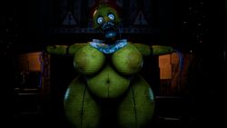 3d animatronic beak bib chicken chubby chubby_female five_nights_at_freddy's five_nights_at_freddy's_2 fnaf2_location glowing_eyes large_breasts looking_at_viewer masteryorg0 nipples open_arms robot robot_girl sharp_teeth solo tagme thick thick_thighs voluptuous wide_hips withered_chica
