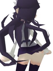 1girls 3d 3d_(artwork) 3d_model black_hair filia_(skullgirls) from_behind low_poly lowpoly no_outlines polez polygon red_eyes samson_(skullgirls) skullgirls transparent_background