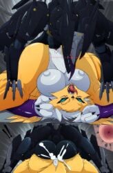 1boy 1male 3_toes anthro arskatheman biomechanichal black_body blade_wolf blue_eyes canid canine canis clawed_feet cum cum_in_pussy cum_inside cybernetics digimon facemask genital_fluids glistening glistening_body glowing_eyes hyper_balls hyper_penis impregnation knife konami long_tail male/female metal_gear metal_gear_rising metal_gear_rising:_revengeance metal_gear_solid platinum_games quadruped renamon robot sharp_claws sharp_teeth tail teeth tongue_out unusual_cum vaginal_penetration vaginal_sex weapon weapons wolf