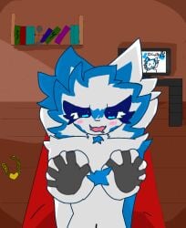 bed bedroom big_breasts blue_eyes blue_fur breast_grab breasts cat_girl cat_humanoid catgirl furry grabbing grabbing_breasts kiladosha kit_community kit_community_v2 tagme tiktok tiktoker white_fur youtuber