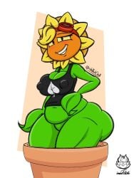 1girls anthro anthrofied big_breasts breasts electronic_arts female flora_fauna flower-pot_(pvz) imafetish plant plant_girl plant_humanoid plants_vs._zombies plants_vs_zombies popcap_games solar_flare_(pvz) sunflower_(pvz)