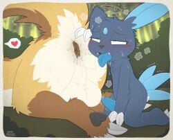 2026 all_fours anthro ass backsack balls big_dom_small_sub black_pawpads blue_body blue_fur blue_penis blue_tongue blush bodily_fluids brown_anus brown_body brown_fur claws day dizzy dominant duo erection eye_roll forest fur generation_2_pokemon generation_3_pokemon genital_fluids genitals graedius_(artist) graedius_(character) graedius_(linoone) grass half-closed_eyes hand_on_butt heart_symbol kneeling leg_markings linoone lying male male/male male_rimming_male markings multicolored_body multicolored_fur musk musk_cloud musky_butt narrowed_eyes nintendo on_front open_mouth outside pawpads penis perineum plant pokemon pokemon_(species) precum precum_bead raised_tail saliva saliva_on_anus saliva_string sex sharp_teeth shrub size_difference sneasel socks_(marking) speech_bubble sweat tail tan_body tan_fur teeth tongue tongue_out tree tremble_spikes trembling_penis white_body white_fur