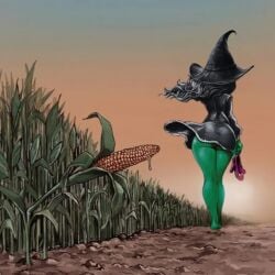 corn corncob cum farm female implied_cum implied_male implied_penis improvised_penetrable_sex_toy living_food meme plant plant_sex plants reaction_image tiktok unknown_artist what witch witch_hat