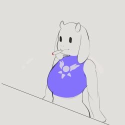 animated anthro areola big_breasts bodily_fluids boss_monster_(undertale) bovid breasts caprine clothed clothing clothing_lift deltarune drugs female goat horn huge_breasts kinkykong lactating mammal marijuana mature_female milk reveal shirt shirt_lift smoking smoking_marijuana solo topwear toriel undertale undertale_(series)