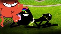 the_amazing_world_of_gumball cartoon_network jones_boi accurate_art_style artstyle_imitation marvin_finklehimer hexagon_lady ms._combs elderly elderly_male fellatio sucking sucking_balls sucking_testicles saggy_balls jewlery female male male/female female/male multicolored_hair tagme