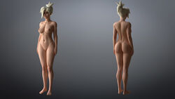 1girls 3d areolae ass barefoot big_ass big_breasts blizzard_entertainment blonde_hair blue_eyes bracelet breasts completely_nude feet female female_only high_resolution highres hourglass_figure legs long_hair mercy multiple_views nail_polish navel necklace nipples nude nude_female overwatch ponytail pussy shaved_pussy source_request standing vgerotica wide_hips