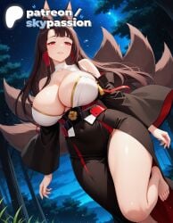 1girls 2026 ai_assisted ai_generated akagi_(azur_lane) animal_ear_fluff animal_ears anime artist_name azur_lane breasts bust cloud constellation explicit fireflies fox_ears fox_girl fox_tail hi_res high_quality high_resolution highres kitsune light_particles long_hair moonlight multiple_tails night night_sky outdoors patreon patreon_username sky skypassion solo stable_diffusion tail tanzaku telescope watermark