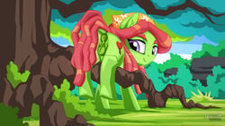 16:9 animal_genitalia animal_pussy anus ass clothing cutie_mark detailed_background digital_media_(artwork) dock dreadlocks earth_pony equid equine equine_anus equine_pussy female female_focus female_only feral friendship_is_magic genitals grass green_body green_skin hair hasbro headgear headgear_only headkerchief headwear headwear_only hi_res horse kerchief long_hair looking_back mammal mostly_nude multicolored_hair my_little_pony mysticalpha outside pink_hair plant pony purple_eyes pussy quadruped red_hair signature solo text tree tree_hugger_(mlp) two_tone_hair two_tone_tail url widescreen