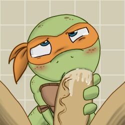 animal blowjob face_closeup fellatio front_view gay gay_sex looking_pleasured male male/male michelangelo michelangelo_(tmnt) non-human spanky15 teenage_mutant_ninja_turtles tmnt_2012 toony turtle