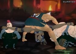 1boy anal anal_sex anus barefoot chocolate_girl dark-skinned_female ebony ebony_female elmrtev feet female heihachi_mishima interracial interracial_sex master_raven pussy soles tekken tekken_7