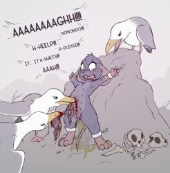 ankles_tied anthro avian beak belly bird blood bodily_fluids bone bound buckteeth chained chains clitoral_hood crying dialogue digital_media_(artwork) disembowelment dying english_text execution fatal_vore feathers feet female female_peeing feral fingers fur genital_fluids genitals gore group gull guts hands_tied hard_vore hi_res intestines killing laceration lari larid mammal multi_nipple murid murine nipples nude open_beak open_mouth oral_vore organs outdoor_nudity pain peeing rat rodent screaming skull slowderpyguy snuff standing tail tears teeth text toes urine urine_pool vore vulva white_body white_feathers