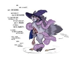 anal anal_sex anthro belly blood blush bodily_fluids cape clothing dialogue digital_media_(artwork) disembowelment drugged dying english_text feet female female_penetrated fur genital_fluids genitals gore guro guts hat headgear headwear intestines laceration leaking looking_pleasured magic_user mammal occult_symbol open_mouth organs penetration pentagram procyonid pussy_juice_leaking raccoon restrained restrained_by_tentacles saliva saliva_string sex simple_background slowderpyguy snuff solo spread_legs spreading substance_intoxication summoning_circle symbol tail teeth tentacle tentacle_in_ass tentacle_penetration tentacle_sex text toes vaginal_fluid_string vaginal_fluids vulva witch witch_hat wound_penetration