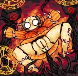 ambiguous_gender anthro anus ass big_breasts black_body blush blush_lines breasts clothing female floating group guardian_(rain_world) halo hi_res imminent_sex imminent_tentacle_sex iterator_(rain_world) legs_held_open machine orange_clothing pattern_clothing pearl_(rain_world) presenting presenting_hindquarters puffy_vulva rain_world restrained restrained_arms restrained_by_tentacles restrained_legs robot scaliescum segmented_body sliver_of_straw_(rain_world) spread_legs spreading striped_clothing stripes surrounded sweater sweater_vest tentacle topwear turtleneck_dress vest videocult white_body wide_eyed