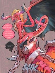 aatrox bound chained chains darkin defeated_villain dominant dominant_female dragon drawain duo facesitting female hi_res humanoid league_of_legends male male/female mythological_creature mythological_scalie mythology riot_games scalie shyvana sitting_on_another speech_bubble submissive submissive_male tencent