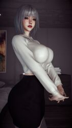 1female 1girls 2026 3d 4k asian asian_female bed bedroom big_breasts big_lips blue_eyes breasts breasts_bigger_than_head chromatic_aberration clothed clothing crashbanditkut curvaceous curvaceous_figure depth_of_field eyebrows eyelashes eyeliner eyeshadow female freckles freckles_on_face grey_hair hair half-closed_eyes hi_res high_resolution highres human light-skinned_female light_skin lips long_eyelashes looking_at_viewer makeup mascara medium_hair nail_polish nails original original_character parted_lips room scar scar_across_eye scar_on_face shirt short_hair skirt smile smiling smiling_at_viewer solo solo_female solo_focus standing straight tattoo tattoos teenage_girl teenager thick thick_hips thick_thighs thighs toenail_polish toenails virt-a-mate virtamate