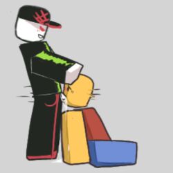 accurate_robloxian block_tales blocky_body blowjob clothed cum cum_drip griefer_(block_tales) lowres male_focus on_knees oral player_(block_tales) roblox roblox_game robloxian side_view standing tagme tagme_(artist)