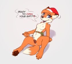 animal_genitalia animal_vulva anthro anus areola bodily_fluids breasts canid canine canine_genitalia canine_vulva canis christmas christmas_clothing christmas_headwear clothing dialogue digital_media_(artwork) dripping ear_piercing english_text feet female fox fur genital_fluids genitals hat hat_only headgear headgear_only headwear headwear_only hi_res holding_knife holding_object holding_weapon holidays imminent_death imminent_gore imminent_snuff knife leaking looking_at_viewer lying mammal mostly_nude navel nipples nude on_back open_mouth pawpads piercing pussy_juice_leaking santa_hat simple_background slowderpyguy smile solo speech_bubble spread_legs spreading sweat sweatdrop tail talking_to_viewer teeth text toes vaginal_fluid_drip vaginal_fluids vaginal_fluids_on_vulva vulva weapon