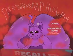 1boy anthro arm_tuft arm_up ass big_ass big_butt black_eyes bottom_heavy box bubble_ass bubble_butt butt catnap_(poppy_playtime) critters_(poppy_playtime) digital_art digital_drawing_(artwork) digital_media_(artwork) domestic_cat eyes_rolled_up fanart fangs fart fart_cloud fart_fetish farting feline fur gassy gigantic_ass gigantic_butt half-closed_eyes hand_on_cheek horror_game huge_ass hyper hyper_ass hyper_butt jiggling_ass looking_away luzlanlombraps male massive_ass massive_butt mob_entertainment mouth_closed no_humans poppy_playtime purple_fur raised_tail red_fart red_gas shwungus smiling_critters tail teeth teeth_clenched text text_bubble thighs tuft