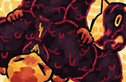 anthro anthro_on_anthro anus ass black_body black_scales blush blush_lines bodily_fluids butt_focus butt_grab chuckling closed_eyes colored_line_art covering covering_mouth cunnilingus cutaway dragon duo facesitting female genitals hand_on_butt horn leg_grab male male/female multicolored_body mythological_creature mythological_scalie mythology oral rear_view scales scalie scaliescum sex simple_background sitting_on_another size_difference smaller_male smile spread_legs spreading sweat tail thigh_grab vaginal_penetration vulva yellow_background yellow_body yellow_eyes yellow_scales