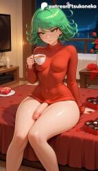1futa 2026 ai_assisted ai_generated anime artist_name cock dick dress explicit flower futanari green_eyes green_hair hi_res high_quality high_resolution highres one-punch_man patreon patreon_username penis petals pink_rose red_flower red_rose ribbed_sweater rose rose_petals stable_diffusion sweater tatsumaki tsukoneko valentine's_day vase watermark