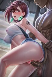 1boy 1girls 3d ai_generated ass ayase_momo big_ass big_breasts breasts cock_in_vagina dandadan dark-skinned_male erection female female_focus full_body interracial large_penis penis penis_in_pussy penis_in_vagina qos qos_tattoo queen_of_spades sex smile straight sweat tattoo thick thick_thighs uncensored vaginal_penetration vaginal_sex