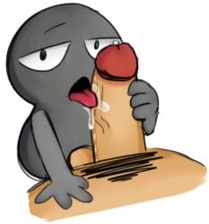 2d algebralien anon anonymous_male balls battle_for_bfdi battle_for_dream_island bfb bfdi color colored eight_(bfb) grey_body grey_skin half-closed_eyes hand_on_penis human human_male interspecies large_penis licking_penis looking_at_viewer object_show object_shows oral oral_sex osc penis precum precum_bubble pubic_hair saliva saliva_on_penis size_difference the_power_of_two tongue tongue_out tpot twitter_link wackymustdie white_background x_finds_out_his_value