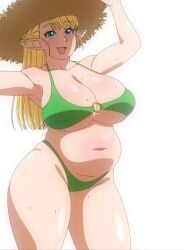 anime_screenshot bikini elf elf-san_wa_yaserarenai elfuda female plump solo third-party_edit