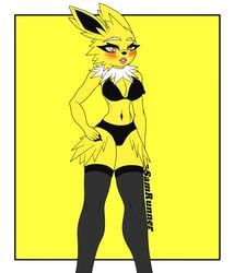 breasts clothing eeveelution eeveelutions female humanoid jolteon lingerie nintendo nipples nude nude_female pokémon_(species) pokemon presenting pussy samrunner school schoolgirl small_waist solo solo_female solo_focus spread_legs teacher thighhighs thighs video_games