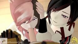 1boy 2girls 3d animated assisted_fellatio black_hair brown_hair clothed clothed_female clothed_sex clothing cucked_lesbian cuckquean deep_blowjob deepthroat dominant_female eye_contact fellatio female female_penetrated forced_oral hand_holding hand_on_head heart-shaped_pupils human jaune_arc large_penis light-skinned_male male male_penetrating male_penetrating_female male_pov multicolored_hair mystral_outfit neo_(rwby) oral penetrating_pov penis pink_hair pov red_hair ruby_rose rwby shamelessdeeg silancaster sound submissive_female submissive_male tagme tempty throat_fuck vale_outfit video