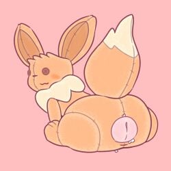 animate_inanimate ass blush brown_body brown_fur digital_drawing_(artwork) digital_media_(artwork) eevee female feral fur generation_1_pokemon genitals hi_res jellybeankofi looking_at_viewer mammal nintendo nude penetrable_sex_toy plushie plushophilia pokemon pokemon_(species) sex_toy simple_background smile solo tail