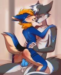 absurd_res anthro anthro_on_anthro blazette_(blazehusky) blue_knot blush bodily_fluids canid canine canis domestic_dog duo female genital_fluids glitter_galaxia hi_res husky knot koda_(kodahusky) male male/female mammal nordic_sled_dog penetration spitz vaginal_fluids vaginal_penetration