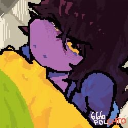 1boy1girl 2025 animated anthro blowjob blowjob_face cum deltarune fellatio female hi_res human kris_(deltarune) lizard long_hair male old_art penis pixel_animation pixelated polchito pov purple_body sex susie_(deltarune) watermark yellow_body