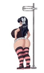 <1_second_video 1girls 1sec_video animated ass ass_shake black_hair blue_eyes bouncing_breasts bow breasts english english_text gigantic_breasts glasses hands_on_hips huge_ass huge_breasts long_hair looking_at_viewer looking_back maenara_(law-zilla) nenna nennanennanenna nipples_visible_through_clothing no_panties no_sound shoes short_skirt shorter_than_10_seconds shortstack sideboob sign skirt solo solo_female striped_legwear tagme thick_thighs thighhighs thighs vertical_video video white_background