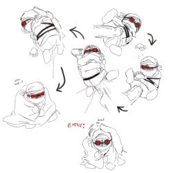 2boys anal anal_sex belly_bulge bulge cum cum_drip cum_in_ass cum_inside doodles grunt_(madness_combat) hank_j._wimbleton macro/micro madness_combat male/male male_penetrating no_genitals non-human_body non-human_head offscreen_male stomach_bulge toony waxxeddoghouse