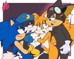 anal anal_sex bandai_namco bodily_fluids briefs canid canine clothing eulipotyphlan fox group group_sex guntz hat headgear headwear hedgehog hi_res horny_raccon_protogen hot_dogging klonoa klonoa_(series) male male/male mammal miles_prower miles_tails_prower penetration saliva saliva_string sega sex sonic_(series) sonic_the_hedgehog sonic_the_hedgehog_(series) tails tails_the_fox underwear undressing white_briefs white_clothing white_underwear
