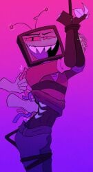 boner_in_pants hazbin_hotel hellaverse living_machine male male/ambiguous vox_(hazbin_hotel) wireplay wires